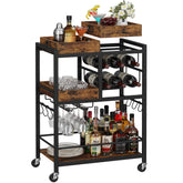 TUTOTAK bar cart with wine rack and glass holder for organized entertaining