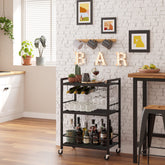 TUTOTAK bar cart with built in wine rack and glass holder for organized entertaining