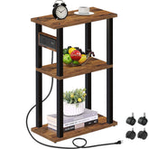 TUTOTAK charging-station side table in brown keeps devices powered near the sofa