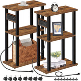 TUTOTAK small narrow side table with charging station keeps devices charged beside the sofa
