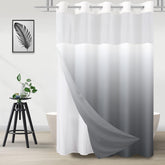 TWLSNCD no hook curtain with built in flex rings for quick, quiet setup.
