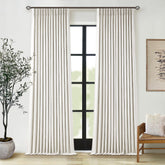 TWODRAPES 102-inch pinched-pleat linen cream curtain panel for refined privacy