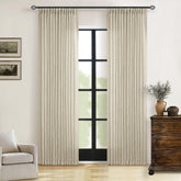 TWODRAPES 108in linen curtains with pinch pleats for a tailored, elegant look.