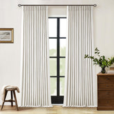 TWODRAPES 90-inch pinch-pleated linen blackout curtains for privacy and style.