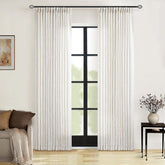 TWODRAPES 90 inch curtain fabric texture close-up shows soft flax linen feel and durability