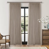 TWODRAPES dark flax linen pinch pleated curtains for full room darkening