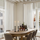 TWODRAPES cream linen curtain texture highlights rich flax linen for premium living room style.