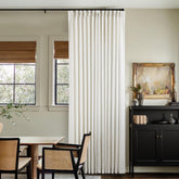 TWODRAPES extra-wide pinch-pleat fabric closeup shows rich linen texture and premium appearance.