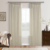 TWODRAPES farmhouse linen curtains setup showing ready-made 2-panel 90-inch length