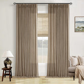TWODRAPES light brown linen curtains showcase rich fabric texture for a refined living space