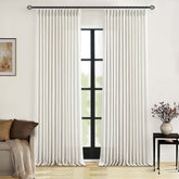 TWODRAPES natural linen pinch pleated curtains for living room provide warm ambience.