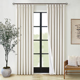 TWODRAPES natural pinch pleated curtains front view for privacy and light control
