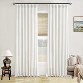 TWODRAPES Off White Linen Curtains panel front view showing rich flax texture