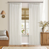 TWODRAPES pinch pleat curtain front view shows fullness for wide windows.