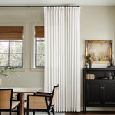 TWODRAPES thick linen curtains close-up texture showing premium flax weave for refined windows and light diffusion.