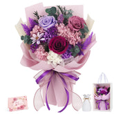 TYL&TYS Forever Rose bouquet with three preserved roses and fern leaves for lasting beauty.