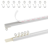 TYRON adhesive curtain track installed on ceiling for damage-free setup.