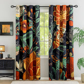 Tyrot blackout curtains with boho floral pattern, 52x84, block daylight.
