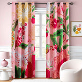 Tyrot pink boho floral blackout curtains with two panels for bedroom light control.