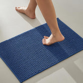 TYUU bathroom rug non-slip backing closeup shows secure grip on smooth floors