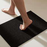 TYUU black bathroom rug 16x24 by the tub with non-slip grip for safe stepping