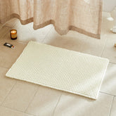 TYUU cream white waffle bath rug with textured surface for plush foot comfort