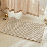 TYUU Pale Beige Bathroom Rug showing waffle texture for quick dry comfort after shower