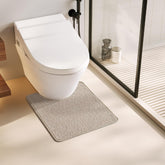 TYUU beige U-shape toilet rug provides soft comfort and quick-dry feet after showering