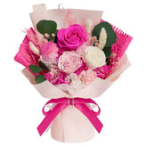 Tyvouflo preserved flowers bouquet eternal rose hot pink displayed, timeless gift for any occasion.