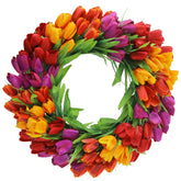 U'Artlines tulip wreath on front door adds year round curb appeal