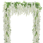 U'Artlines wisteria garland with silk white flowers for elegant arch decor.