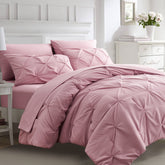 Ubauba pink queen comforter pintuck detail showcases luxurious texture