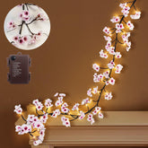 Uieke lighted cherry blossom garland 6ft with warm-white blooms, ideal for cozy decor.