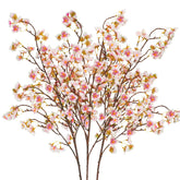 Uieke silk cherry blossom branch, 40.5 inches, pink, set of three for long-lasting centerpieces.