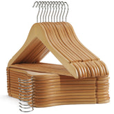 UINICOR wooden hanger with notches on shoulders for secure straps