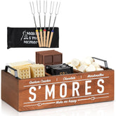 Uipame S'Mores Station wooden caddy with 5 forks for organized outdoor gatherings.