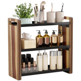 UJQSUN 3-tier bathroom counter organizer in brown improves vanity organization.