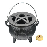 UKENEM cast iron cauldron with lid for ritual use and incense burning