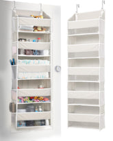 ULG over door organizer front view with five pockets and clear window for easy retrieval.