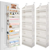 ULG over-the-door organizer front view with six pockets in beige for organized storage