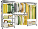 Ulif E1 heavy duty closet rack front view shows sturdy chrome frame with adjustable shelves.
