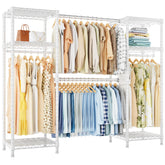 Ulif E7 heavy-duty garment rack in full view showing sturdy white finish and spacious layout.