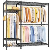 Ulif F7 garment rack front view with 6 tier storage for clutter free clothing.