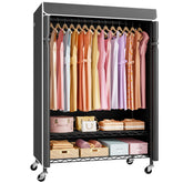 ULIFHOME P6C Plus rolling rack with cover for spacious wardrobe organization.