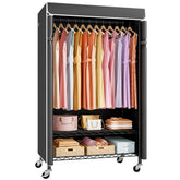 ULIFHOME P6C rolling rack cover protects garments from dust while you sort