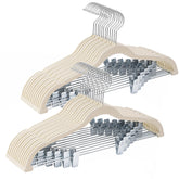 Ulimart beige velvet hangers with clips in a neat closet for non-slip organization