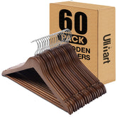 Ulimart wood hangers in walnut finish for durable closet organization