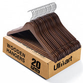 Ulimart wooden hanger 20-pack keeps closets organized and clothes wrinkle-free.