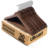 Ulimart wooden hanger with walnut finish supports heavy coats while preserving shape.