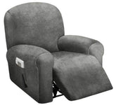 ULTICOR 4-piece velvet recliner cover assembly shows snug fit for most single seats.